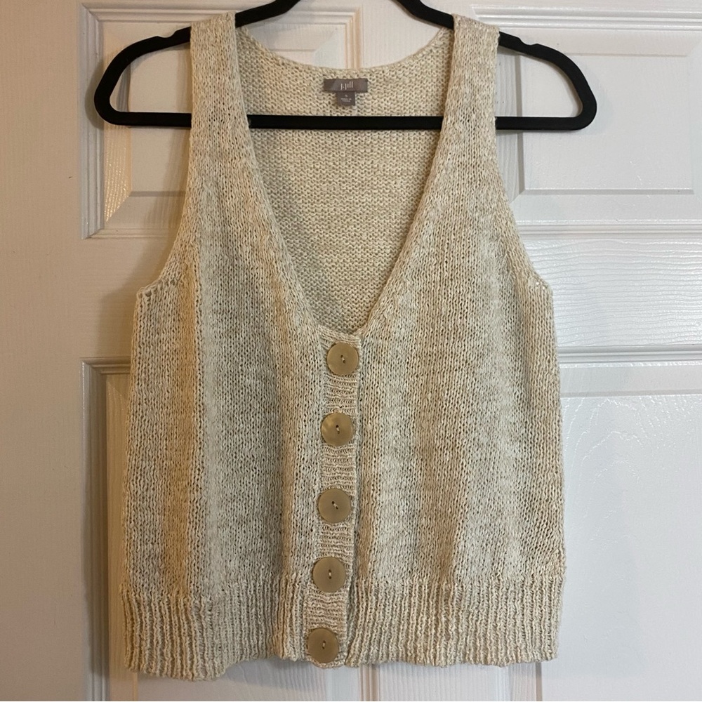 J. Jill Oatmeal Cream Button Down Knit Sweater Vest